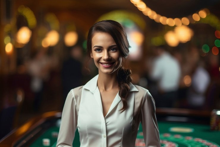 Dealer announcing Sic Bo results on syair opesia live table